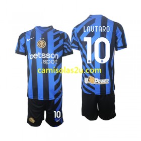 Camisolas de futebol Inter de Milão Lautaro 10 Criança Equipamento Principal 2024/25 Manga Curta